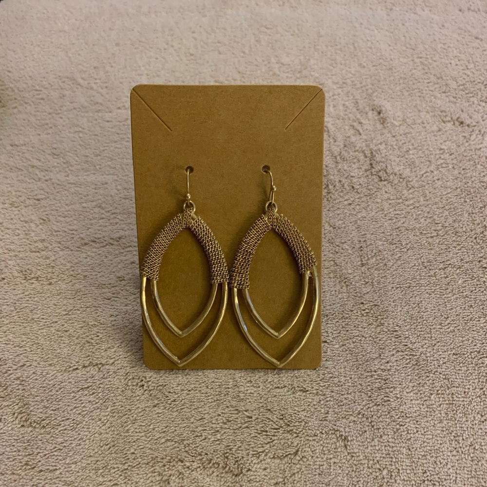 Gold dangle hoop earrings